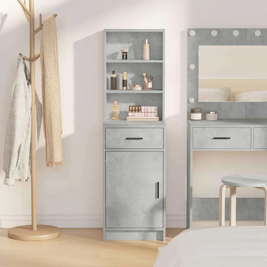 Haut Armoire Gris béton 40 x 40,5 x 135 cm Bois d'ingénierie - 4