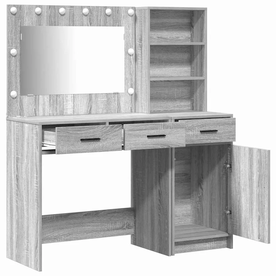 Table de Toilette avec tiroir 2 pcs Gris Bois d'ingénierie - 7