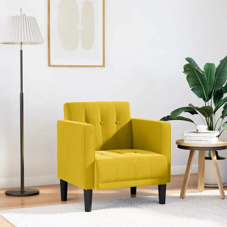 Fauteuil avec accoudoirs velours jaune 53 cm
