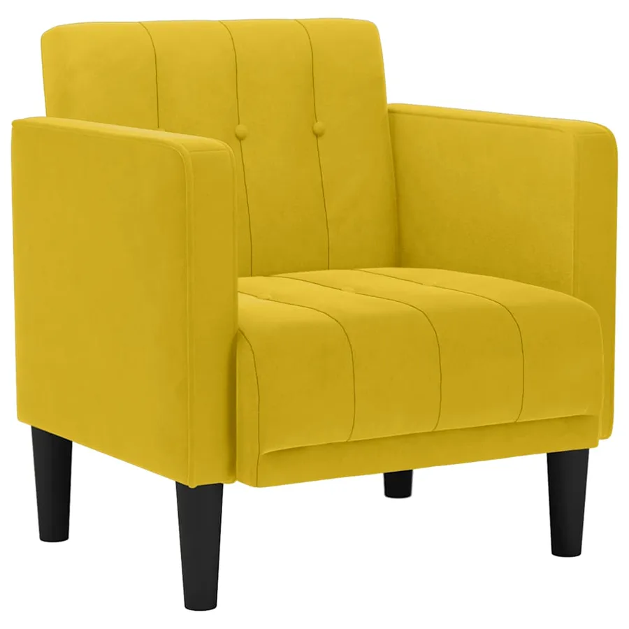 Fauteuil avec accoudoirs velours jaune 53 cm - 2