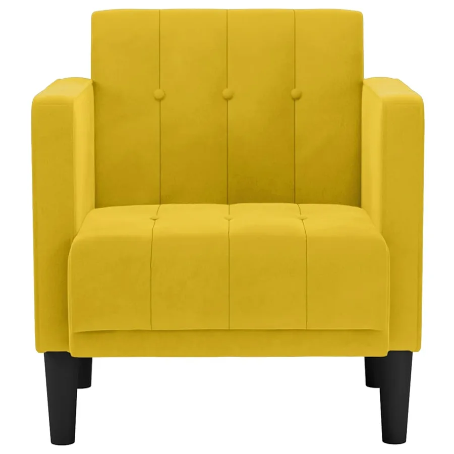 Fauteuil avec accoudoirs velours jaune 53 cm - 3