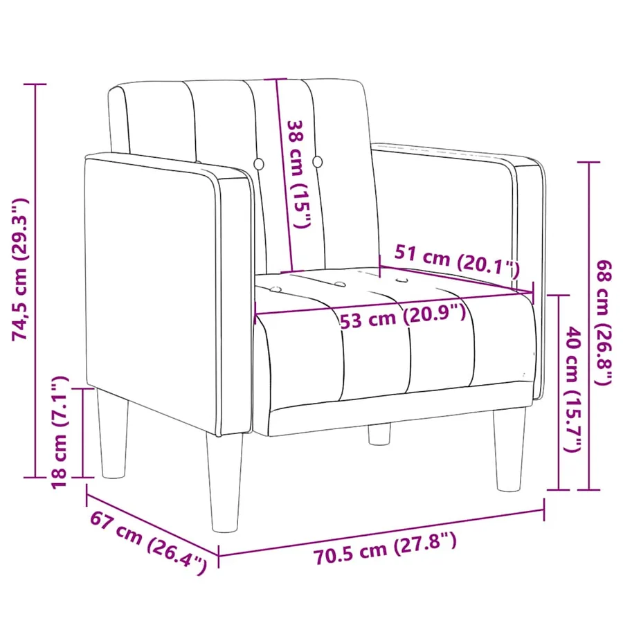 Fauteuil avec accoudoirs velours jaune 53 cm - 8