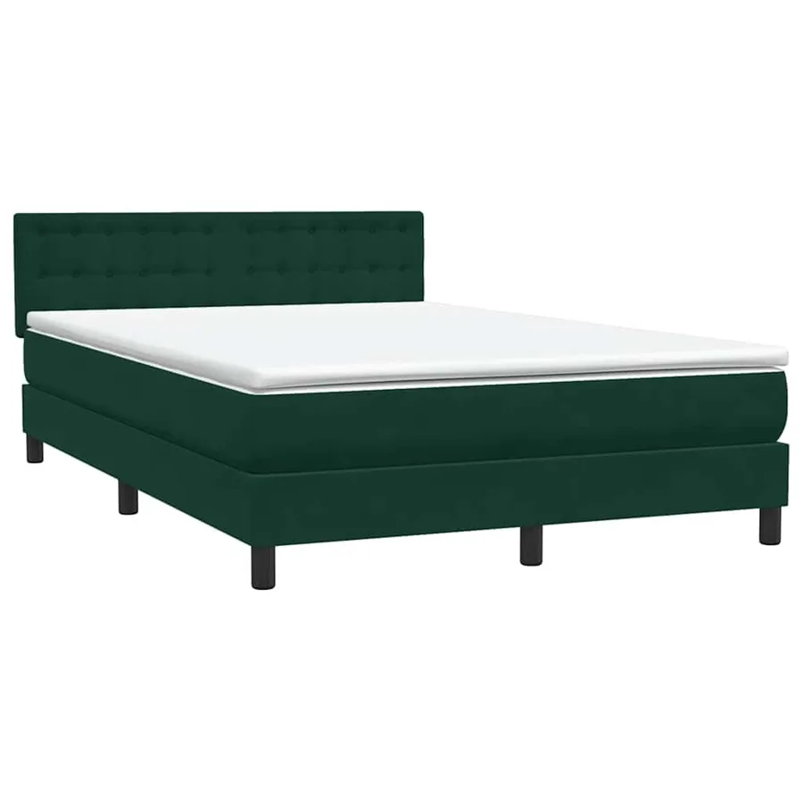 Sommier à lattes de lit et matelas et LED vert foncé 160x210cm velours - 5