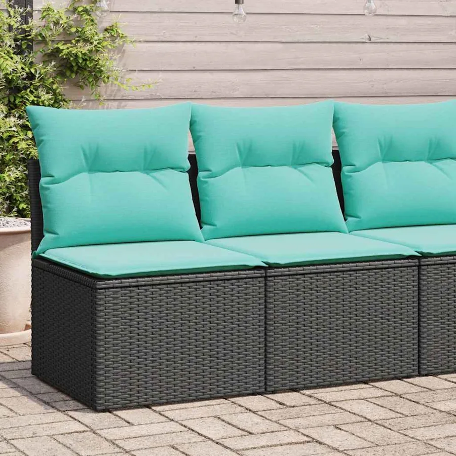 Salon de jardin avec coussins 2 pcs noir résine tressée acacia