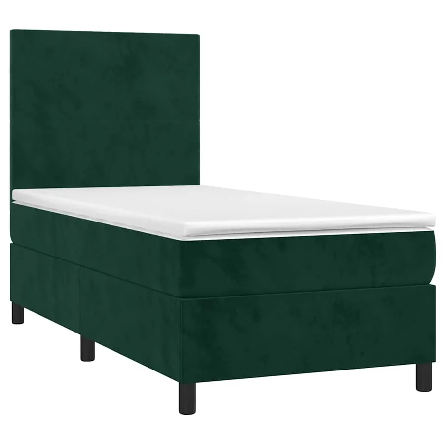 Sommier à lattes de lit avec matelas et LED Vert foncé 90x190cm - 3