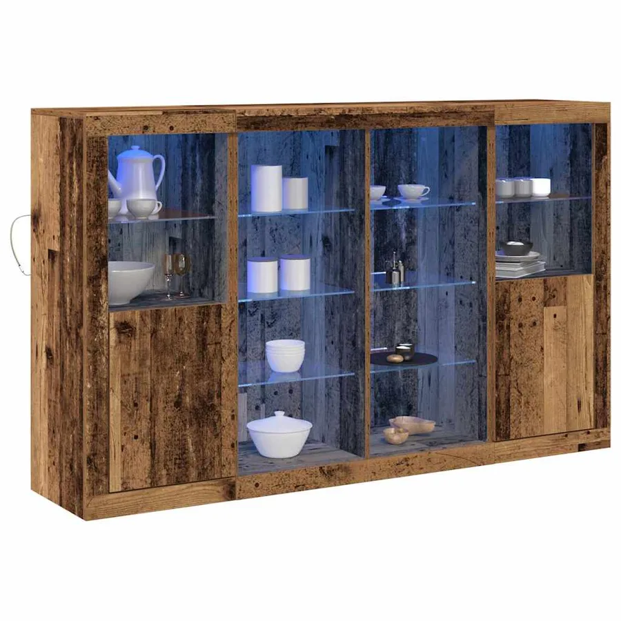 Buffet LED Bois ancien 163 x 37 x 100 cm Bois d'ingénierie - 3