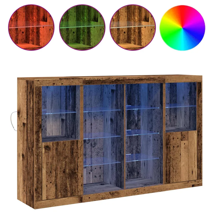 Buffet LED Bois ancien 163 x 37 x 100 cm Bois d'ingénierie - 4