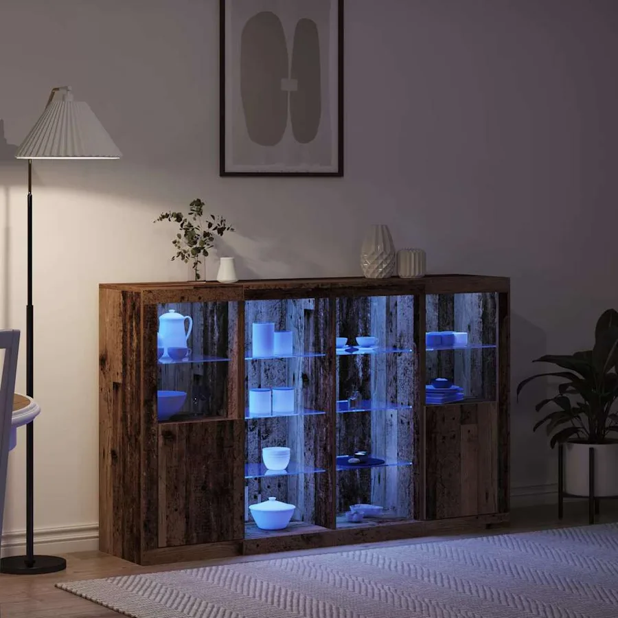 Buffet LED Bois ancien 163 x 37 x 100 cm Bois d'ingénierie - 5