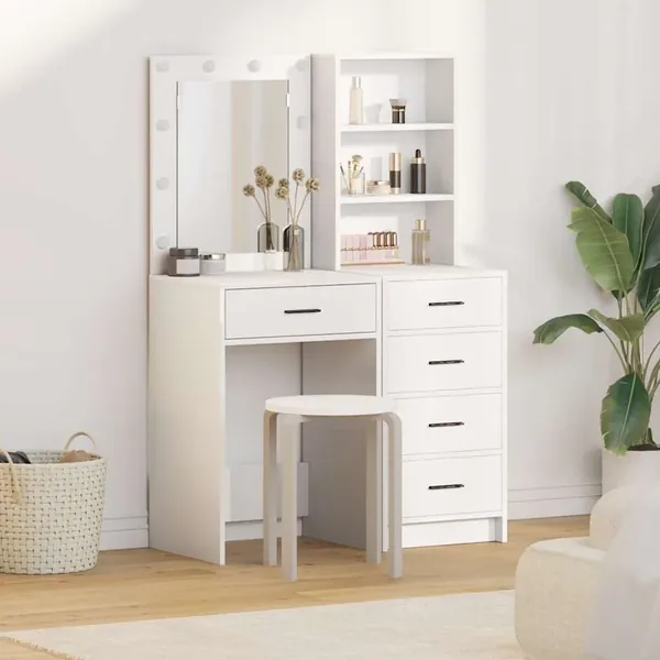 Table de Toilette avec tiroir 2 pcs Blanc 50 x 41 x 135 cm