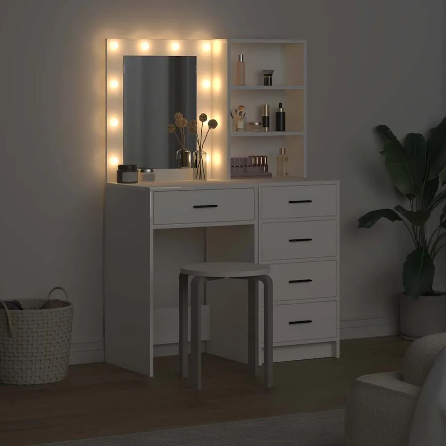 Table de Toilette avec tiroir 2 pcs Blanc 50 x 41 x 135 cm - 4