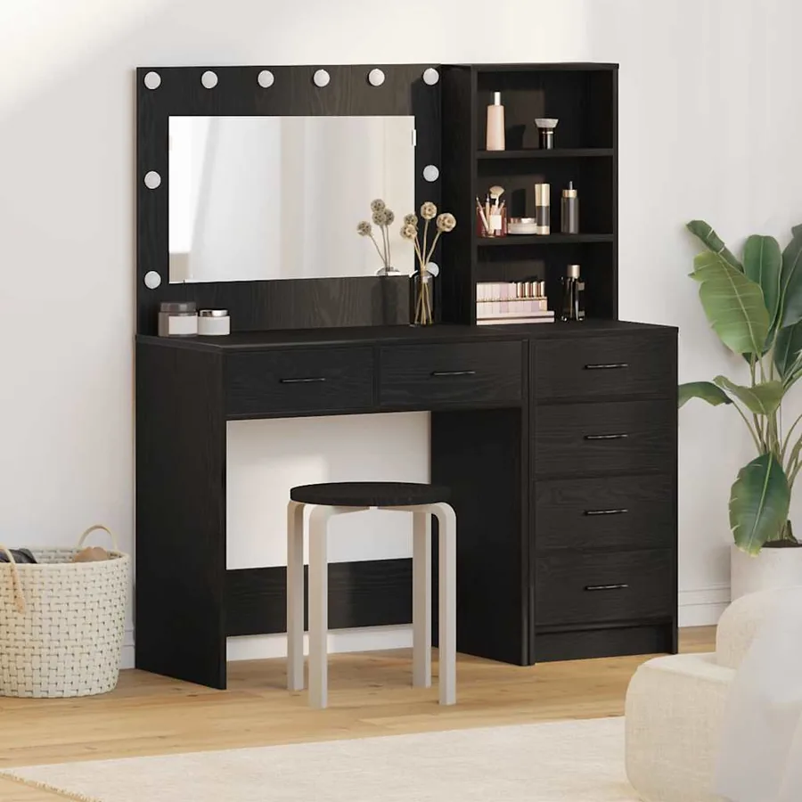 Table de Toilette Noir 78.5 x 41 x 135 cm Bois d'ingénierie