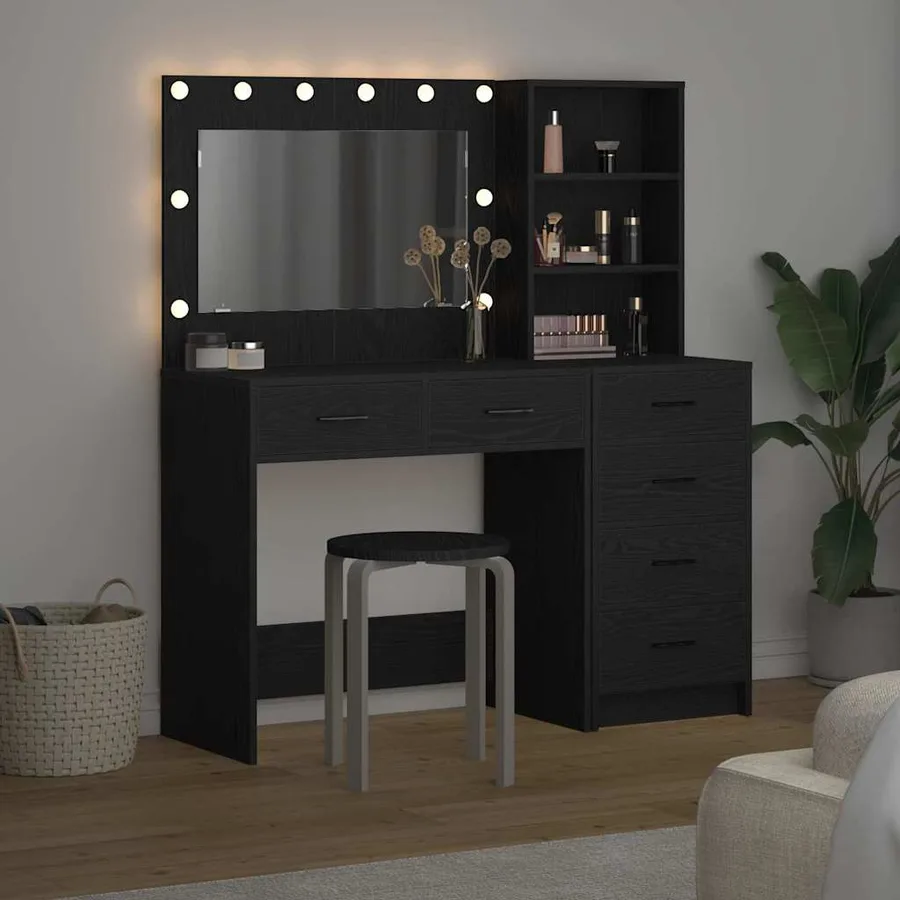 Table de Toilette Noir 78.5 x 41 x 135 cm Bois d'ingénierie - 4