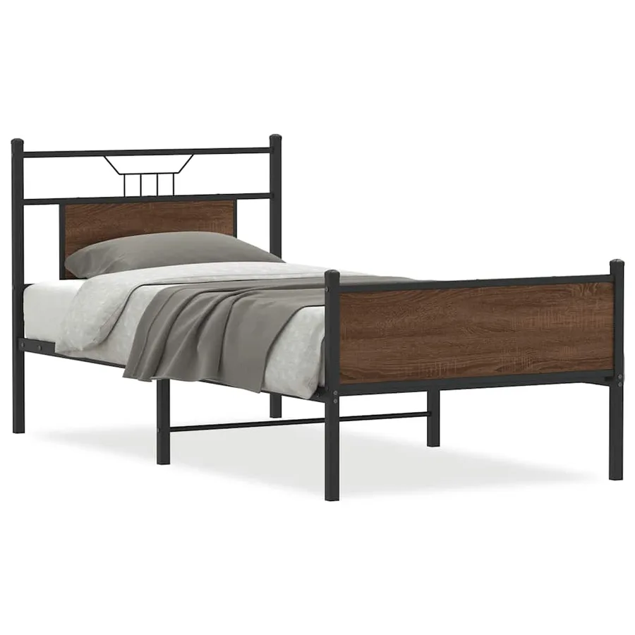 Cadre de lit sans matelas chêne marron 90x200cm bois ingénierie - 2
