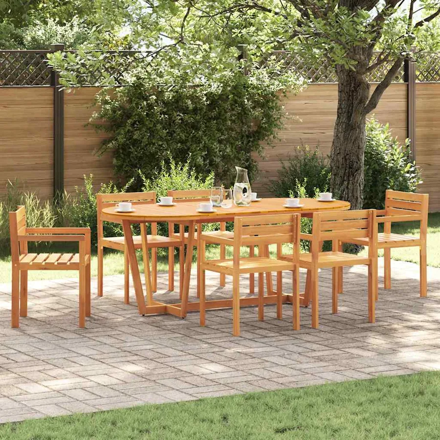 Ensemble de salle à manger de jardin 7 pcs en bois massif d'acacia