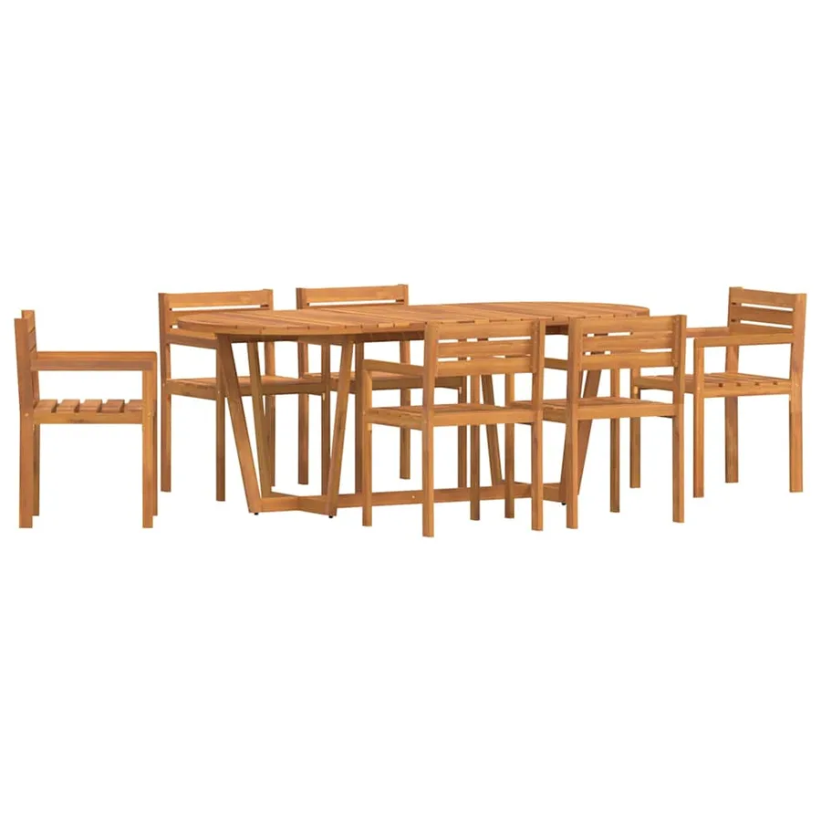 Ensemble de salle à manger de jardin 7 pcs en bois massif d'acacia - 2