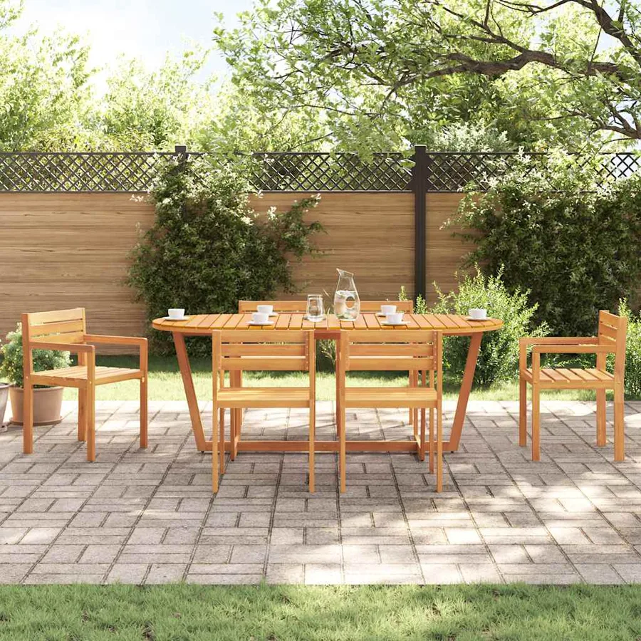 Ensemble de salle à manger de jardin 7 pcs en bois massif d'acacia - 3