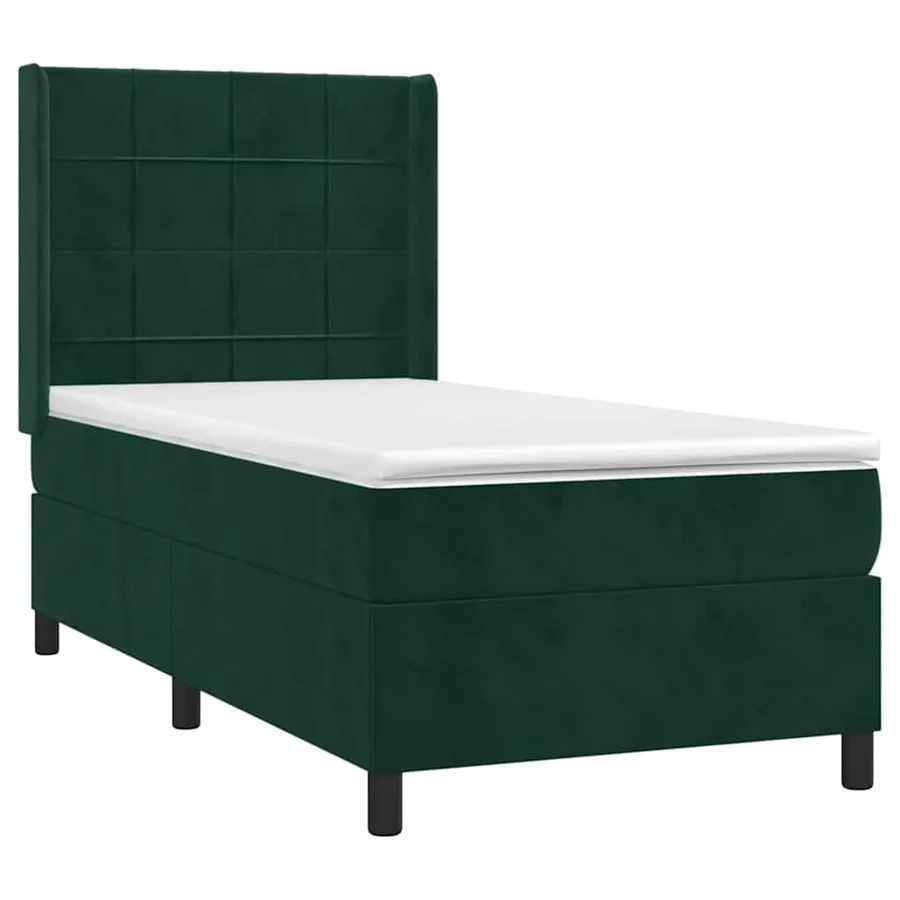 Sommier à lattes de lit matelas et LED Vert foncé 100x200 cm - 4