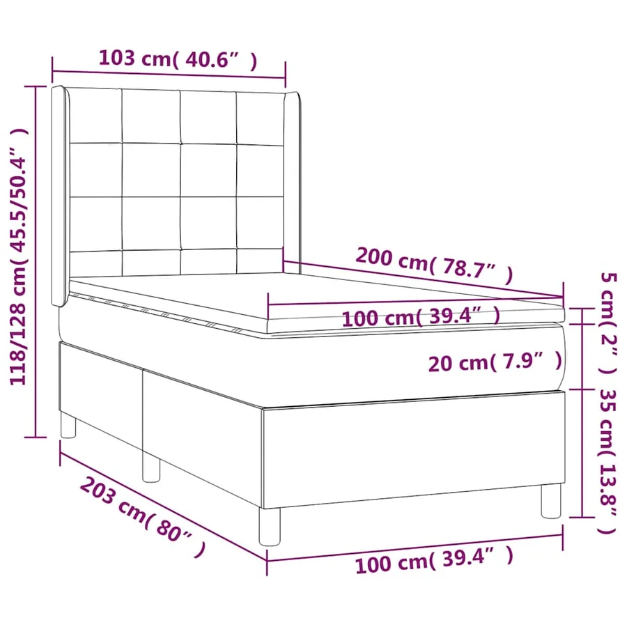 Sommier à lattes de lit matelas et LED Vert foncé 100x200 cm - 9