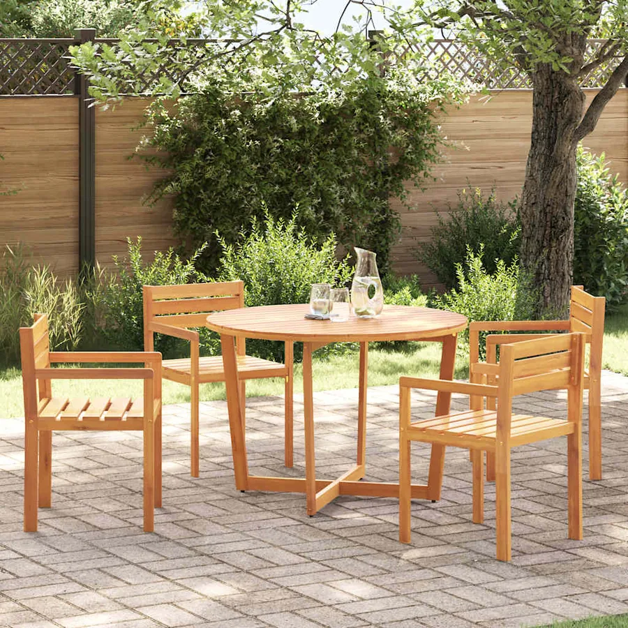 Ensemble de salle à manger de jardin 5 pcs en bois massif d'acacia