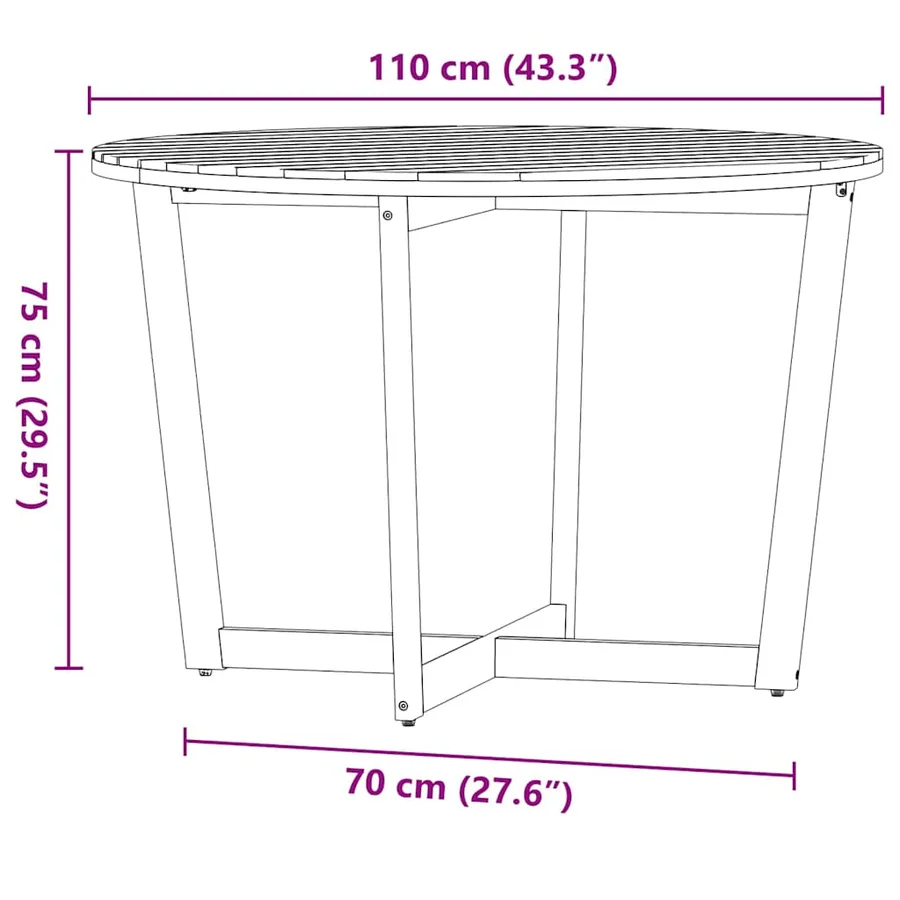 Ensemble de salle à manger de jardin 5 pcs en bois massif d'acacia - 10
