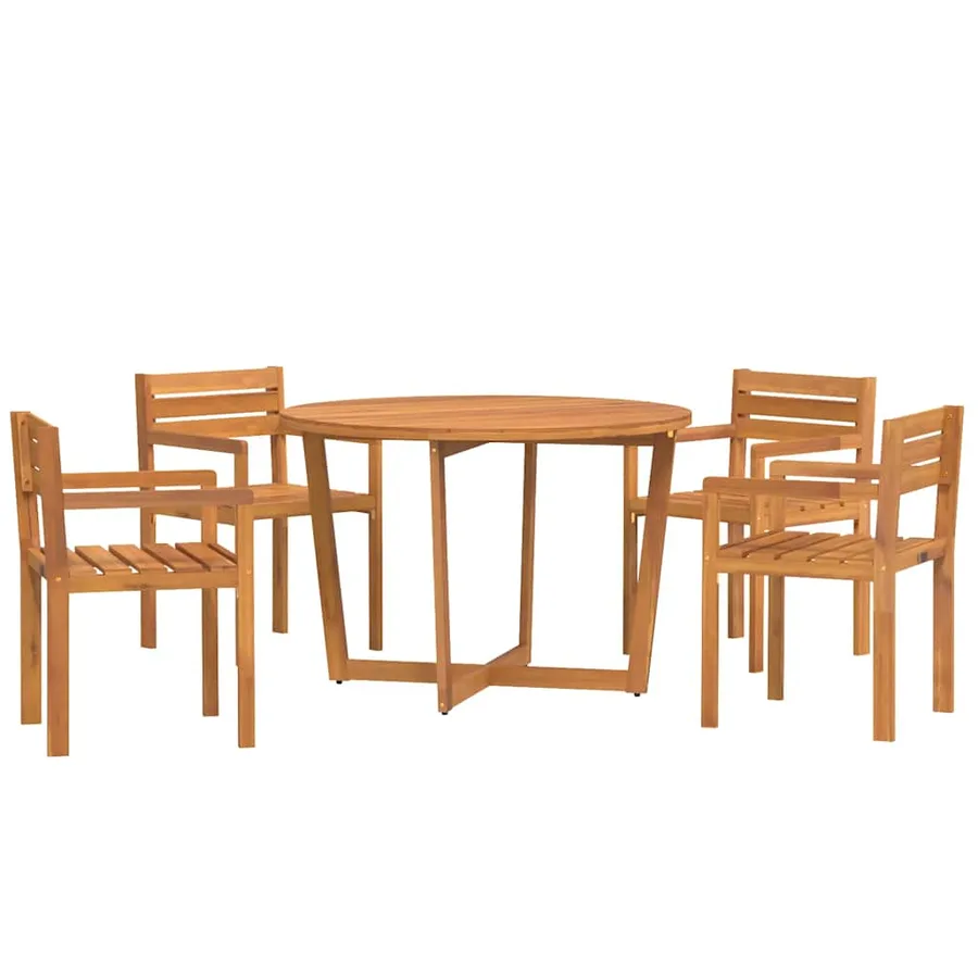 Ensemble de salle à manger de jardin 5 pcs en bois massif d'acacia - 2
