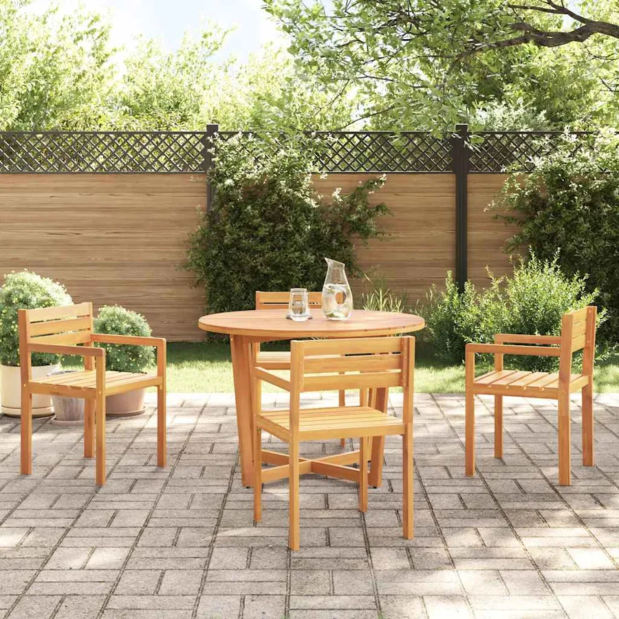 Ensemble de salle à manger de jardin 5 pcs en bois massif d'acacia - 3