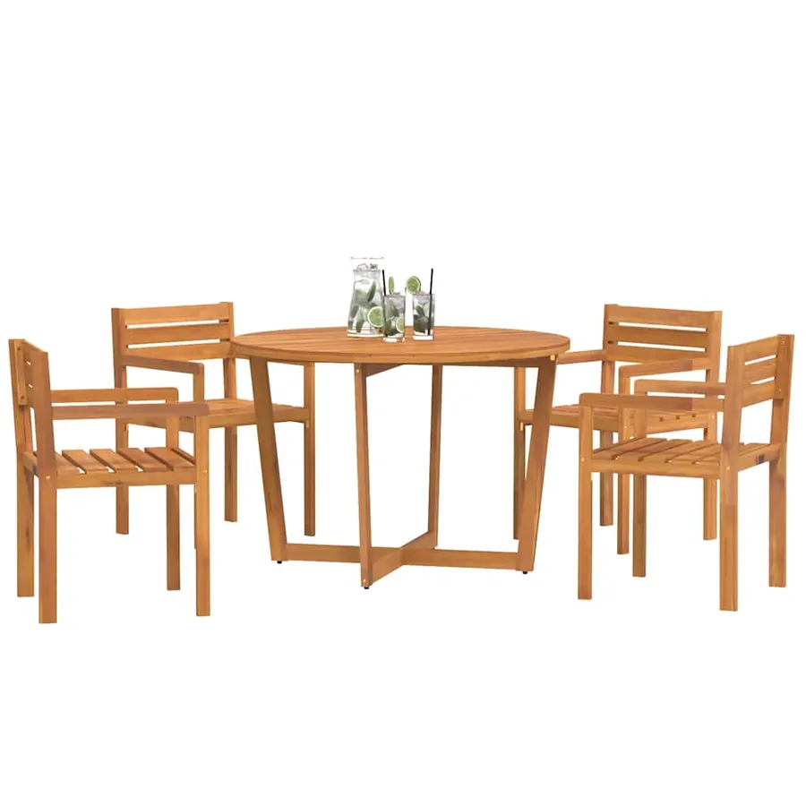 Ensemble de salle à manger de jardin 5 pcs en bois massif d'acacia - 4