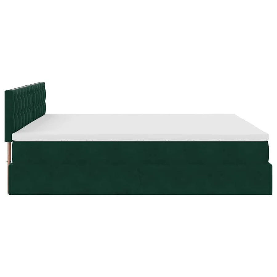 Cadre de lit ottoman avec matelas vert foncé 160x200 cm velours - 10