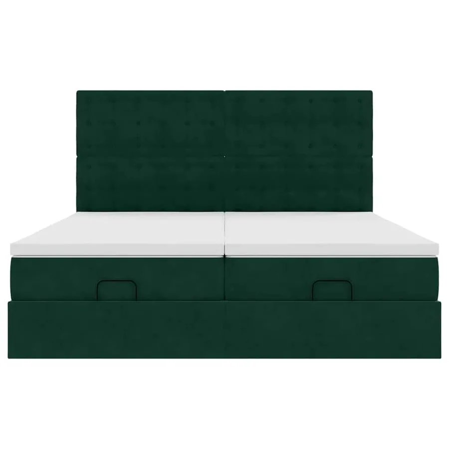 Cadre de lit ottoman avec matelas vert foncé 160x200 cm velours - 7