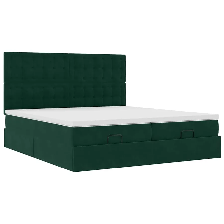 Cadre de lit ottoman avec matelas vert foncé 160x200 cm velours - 7