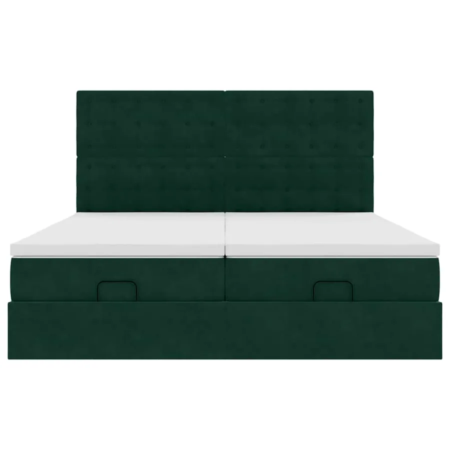Cadre de lit ottoman avec matelas vert foncé 160x200 cm velours - 8