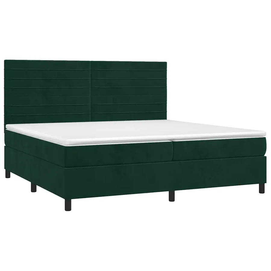 Sommier à lattes de lit et matelas Vert foncé 200x200cm Velours - 3