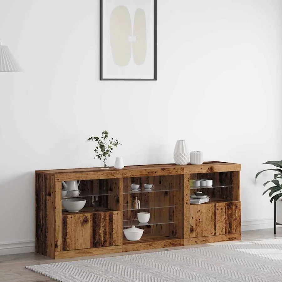 Buffet LED Bois ancien 181,5 x 37 x 67 cm Bois d'ingénierie