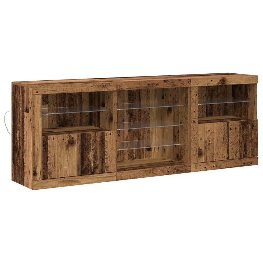 Buffet LED Bois ancien 181,5 x 37 x 67 cm Bois d'ingénierie - 2