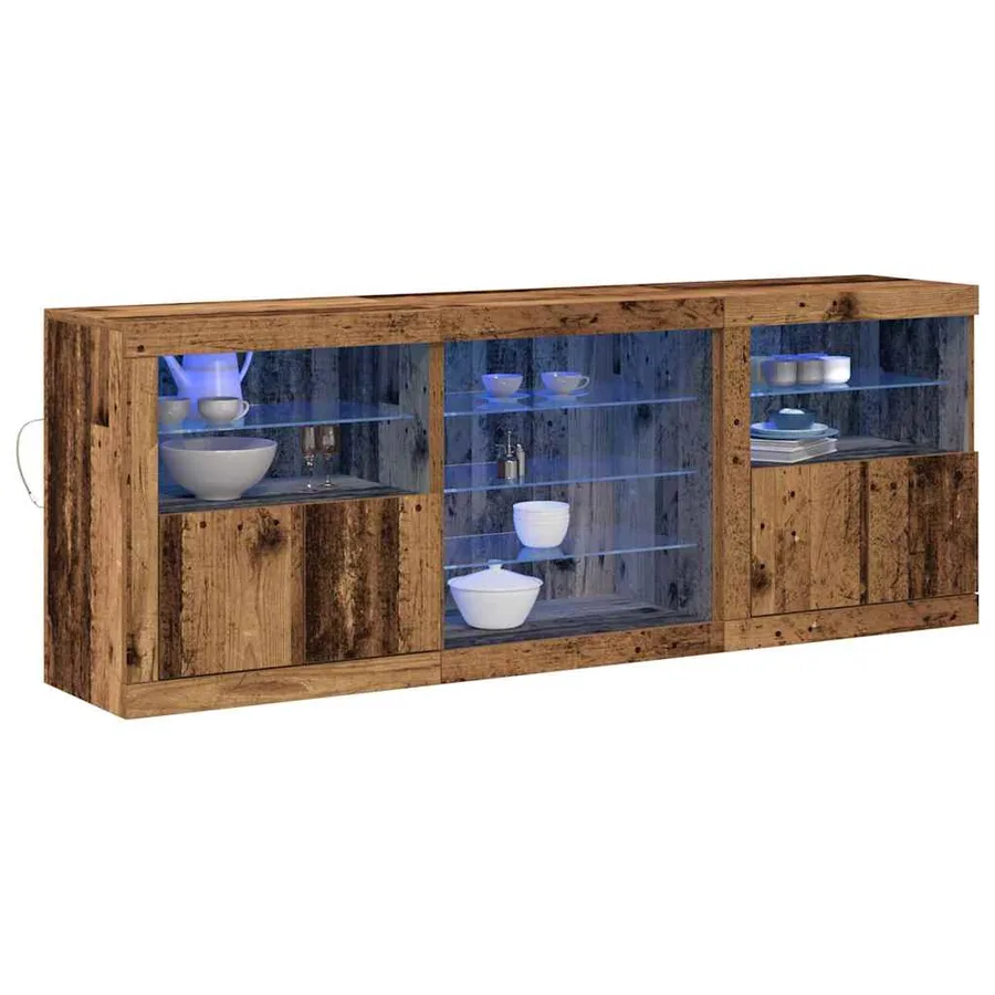 Buffet LED Bois ancien 181,5 x 37 x 67 cm Bois d'ingénierie - 3
