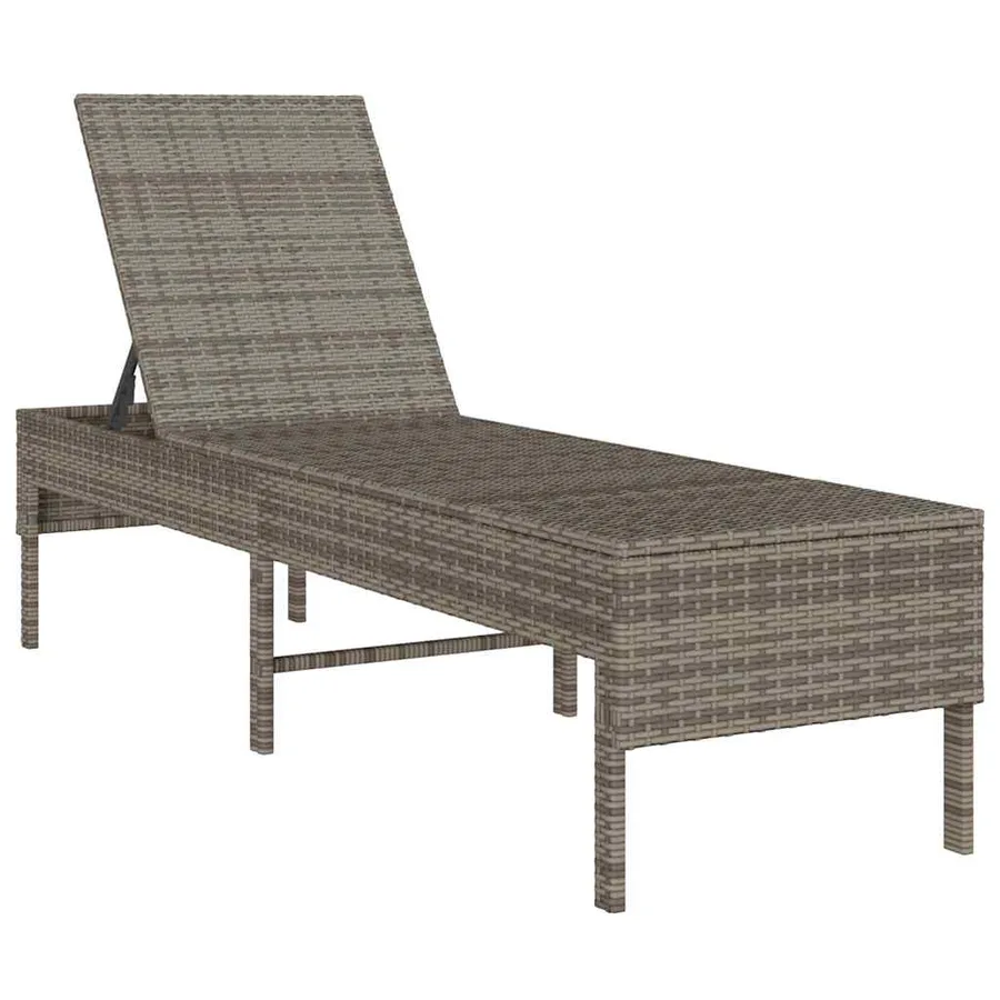 Transat avec coussin gris 55x200x44cm résine tressée - 4