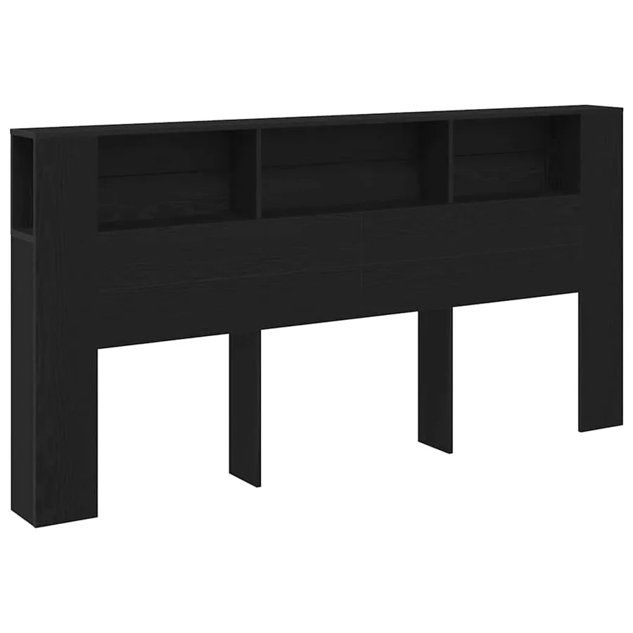 Cabinet de Tête de Lit Chêne noir 200 x 18,5 x 102,5 cm - 2