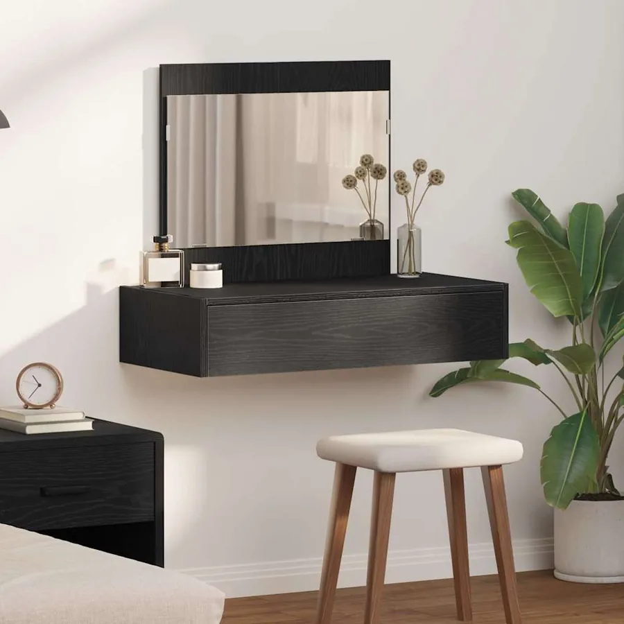 Table de Toilette Noir 83 x 40 x 70 cm Bois d'ingénierie