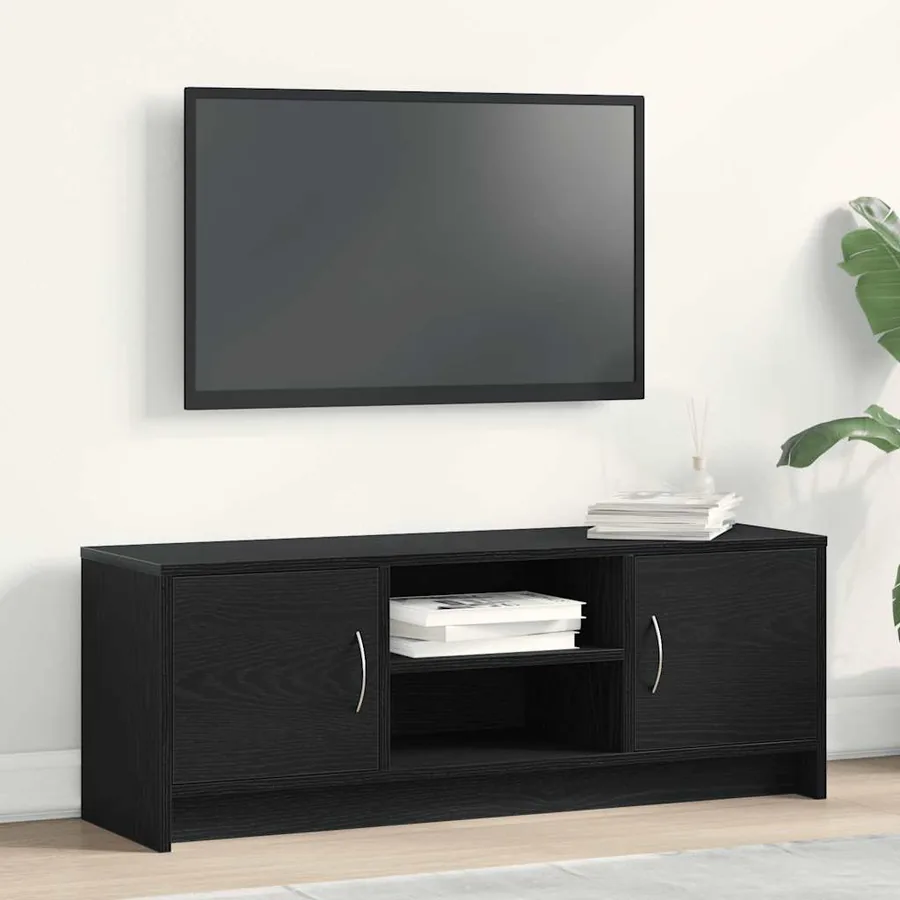 Meuble TV en chêne noir 102 x 30 x 37,5 cm bois d'ingénierie