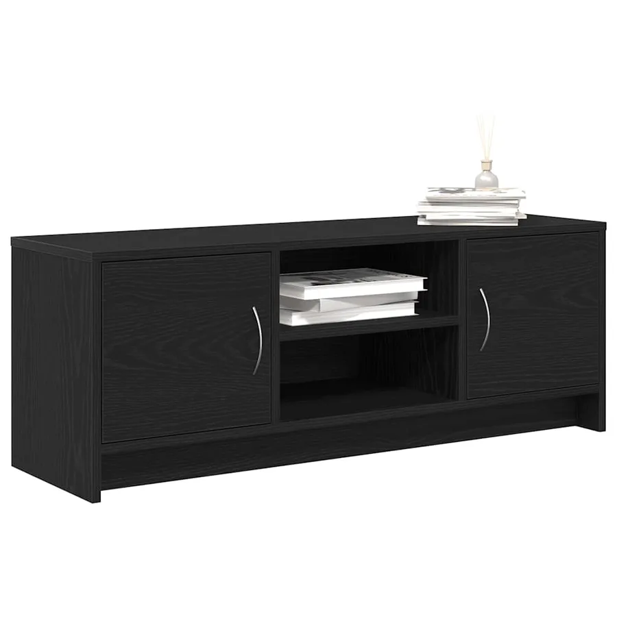 Meuble TV en chêne noir 102 x 30 x 37,5 cm bois d'ingénierie - 4