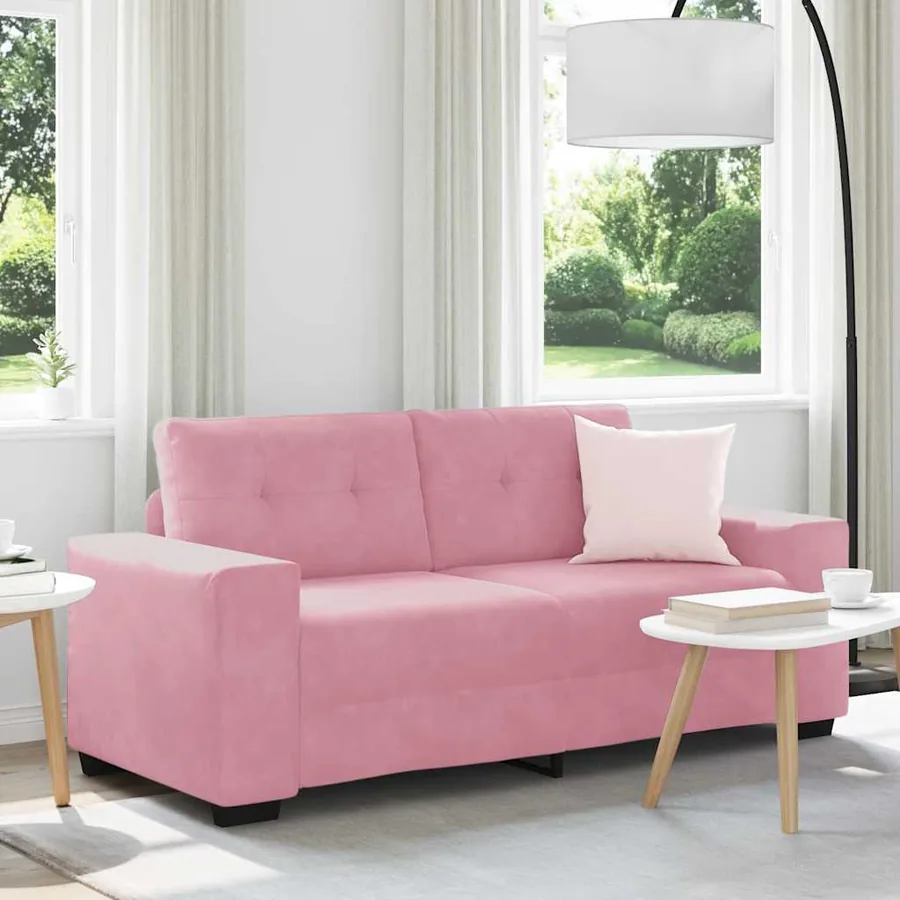 Canapé deux places rose 180x77x82 cm velours