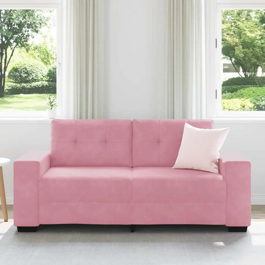 Canapé deux places rose 180x77x82 cm velours - 3