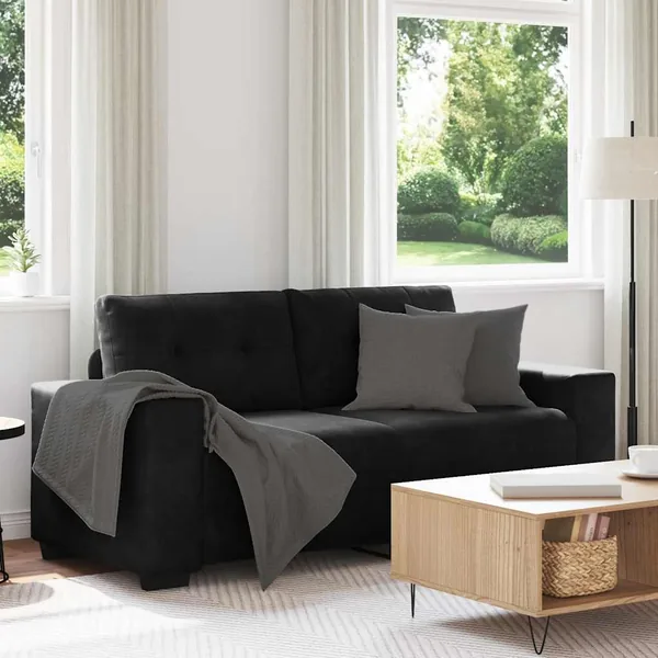 Canapé causeuse noir 180x77x82 cm velours