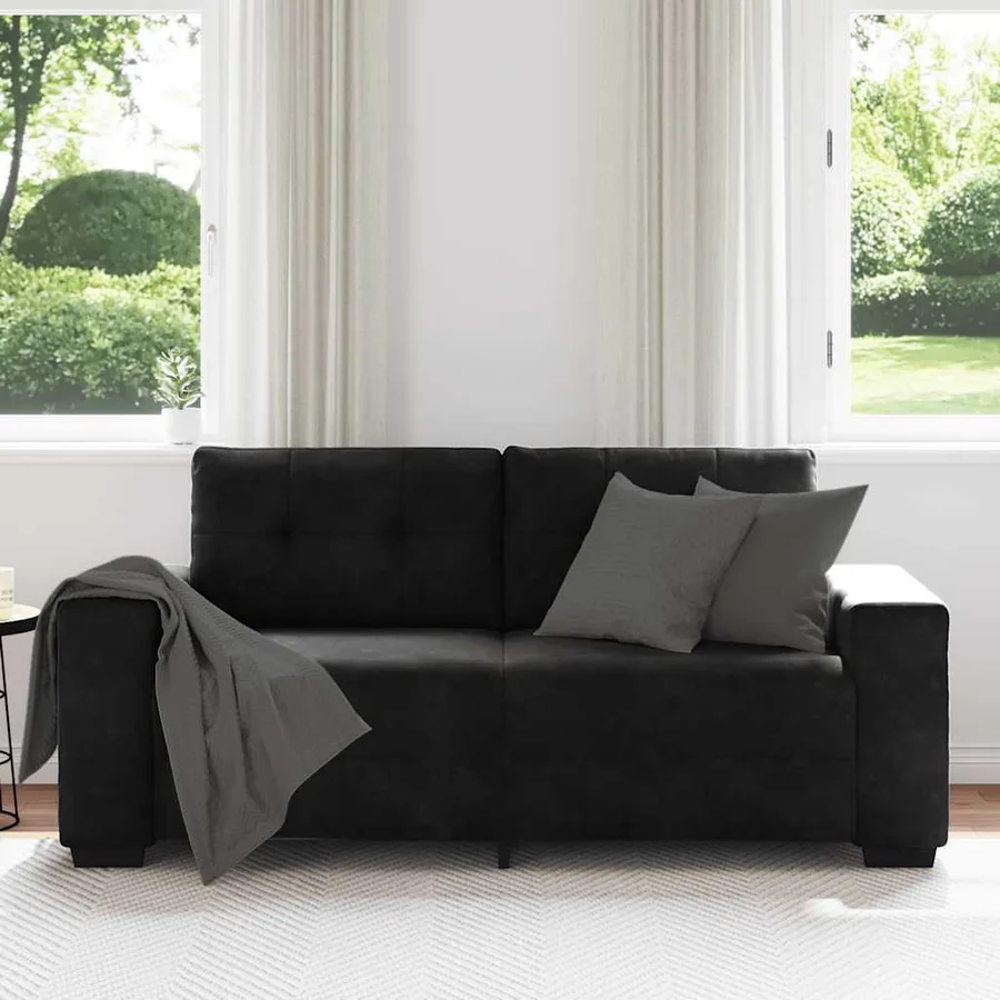 Canapé causeuse noir 180x77x82 cm velours - 3