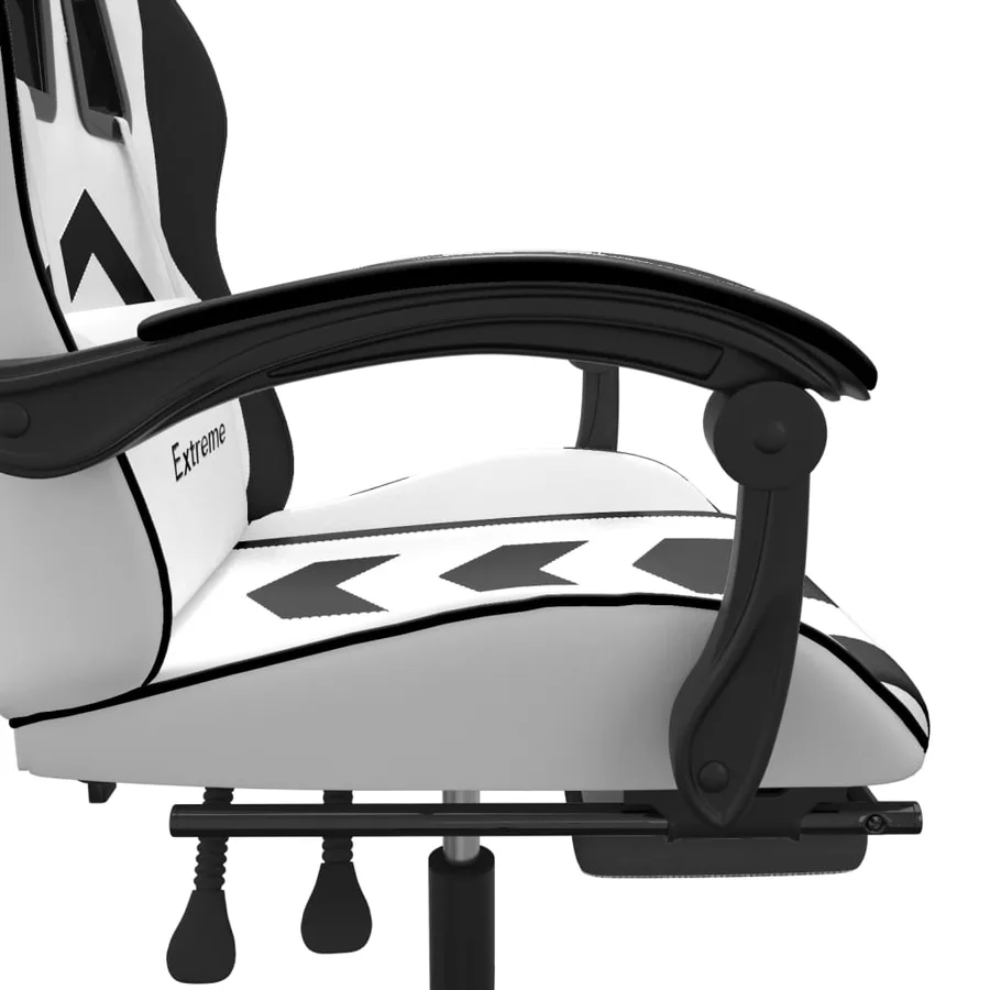 Chaise de jeu avec repose-pied Blanc et noir Similicuir - 12