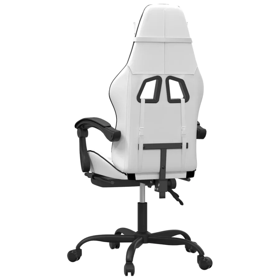 Chaise de jeu avec repose-pied Blanc et noir Similicuir - 5