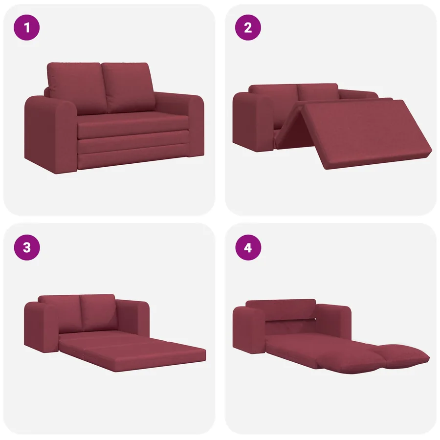 Canapé-Lit 60cm Bordeaux tissu - 8