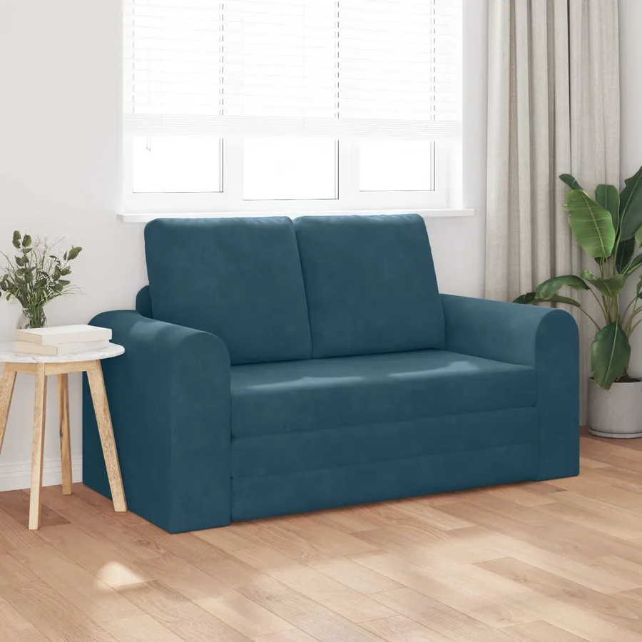 Canapé-Lit Bleu 148 x 71 x 83 cm Velours - 3
