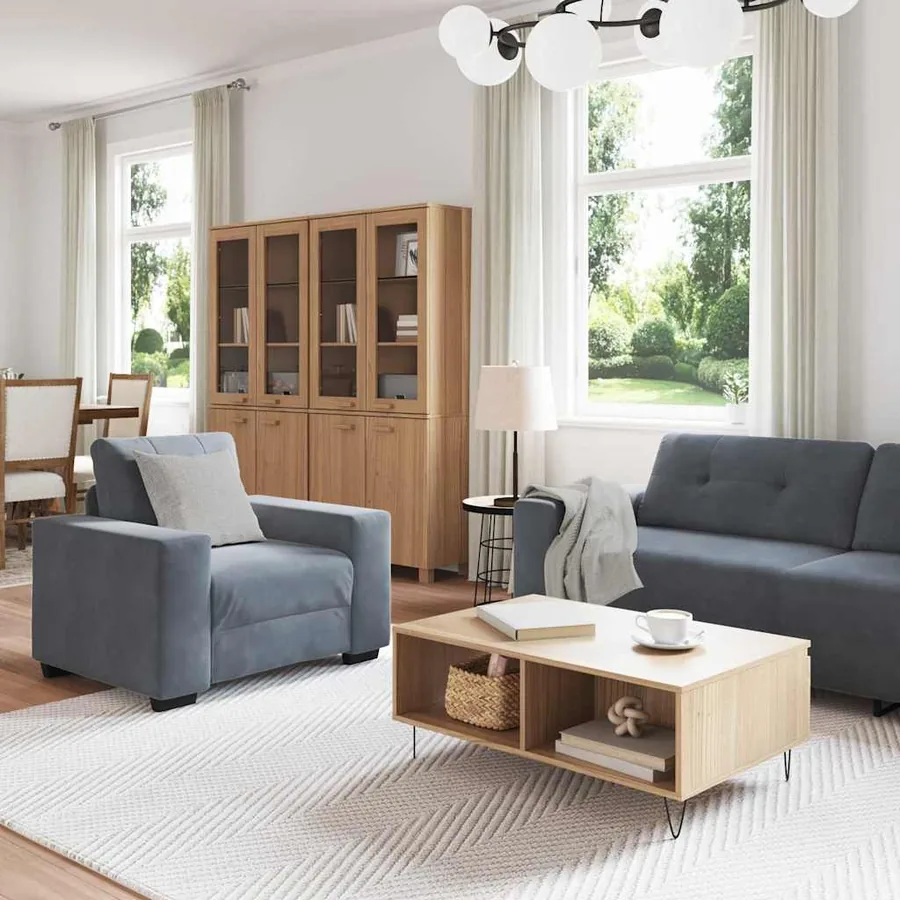 Ensemble de Canapés 3 pcs Gris foncé 221 x 80 x 80 cm Velours - 3