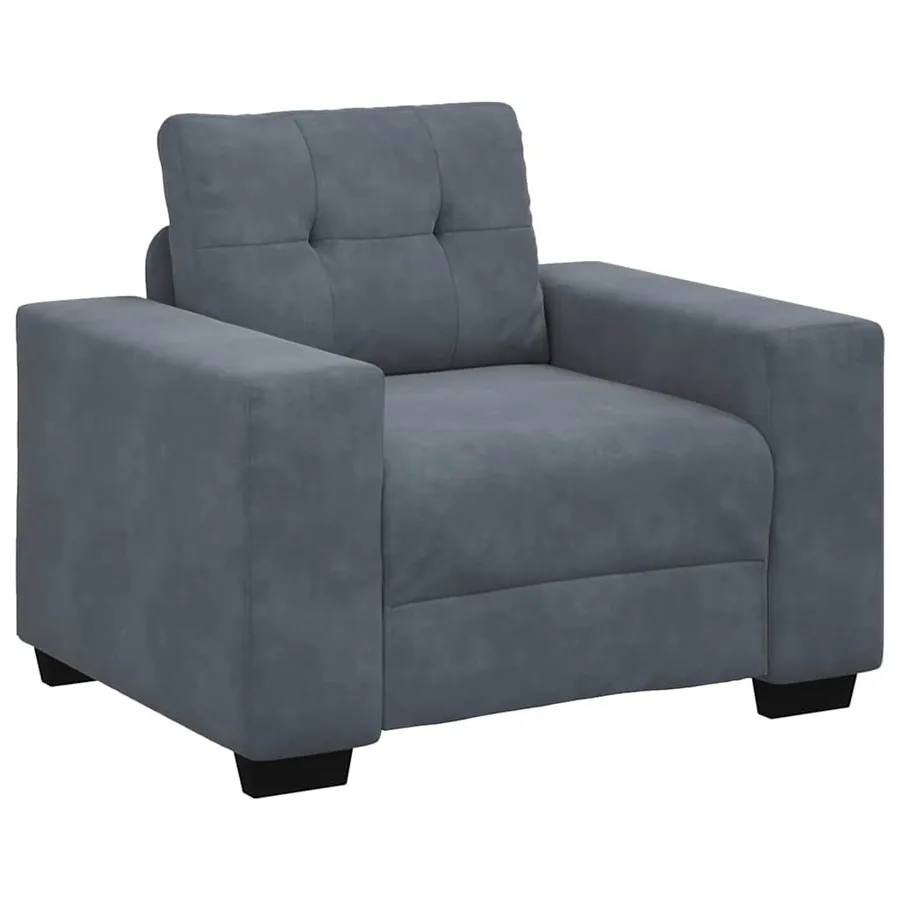 Ensemble de Canapés 3 pcs Gris foncé 221 x 80 x 80 cm Velours - 4
